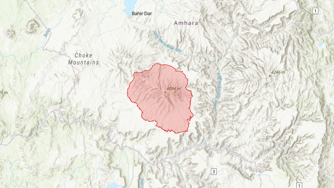 Map of tropical important plant area, Choke Mountains.