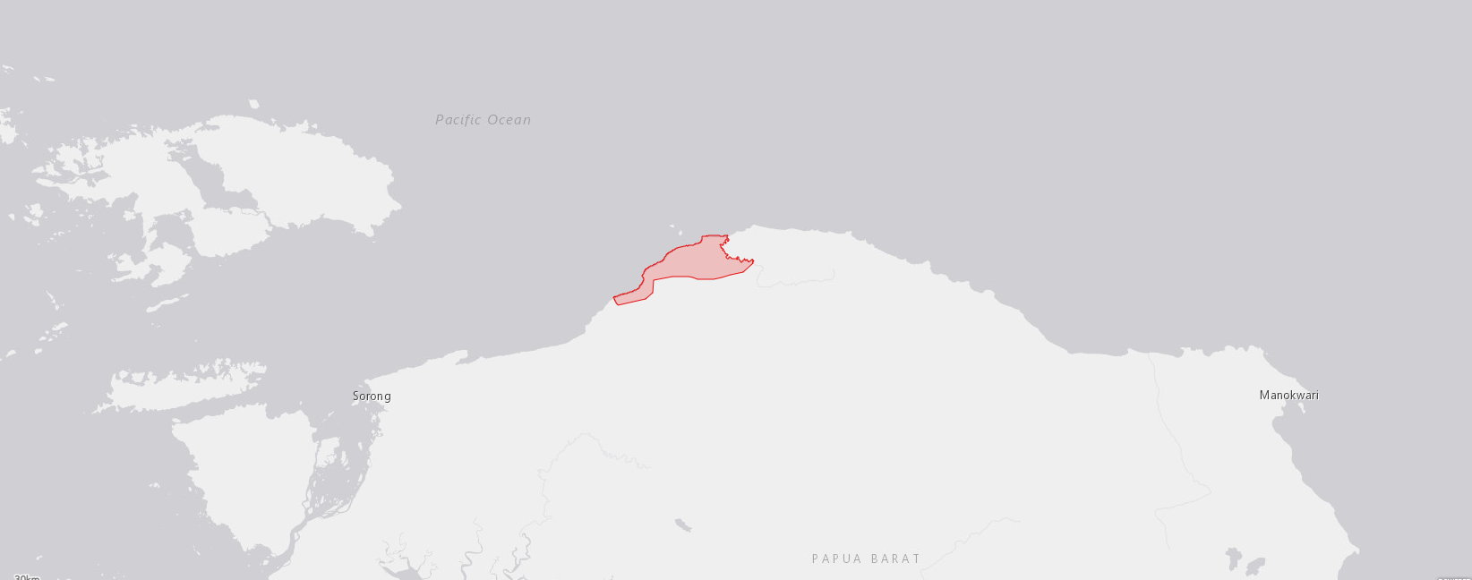 Map showing location of Sausapor TIPA in New Guinea