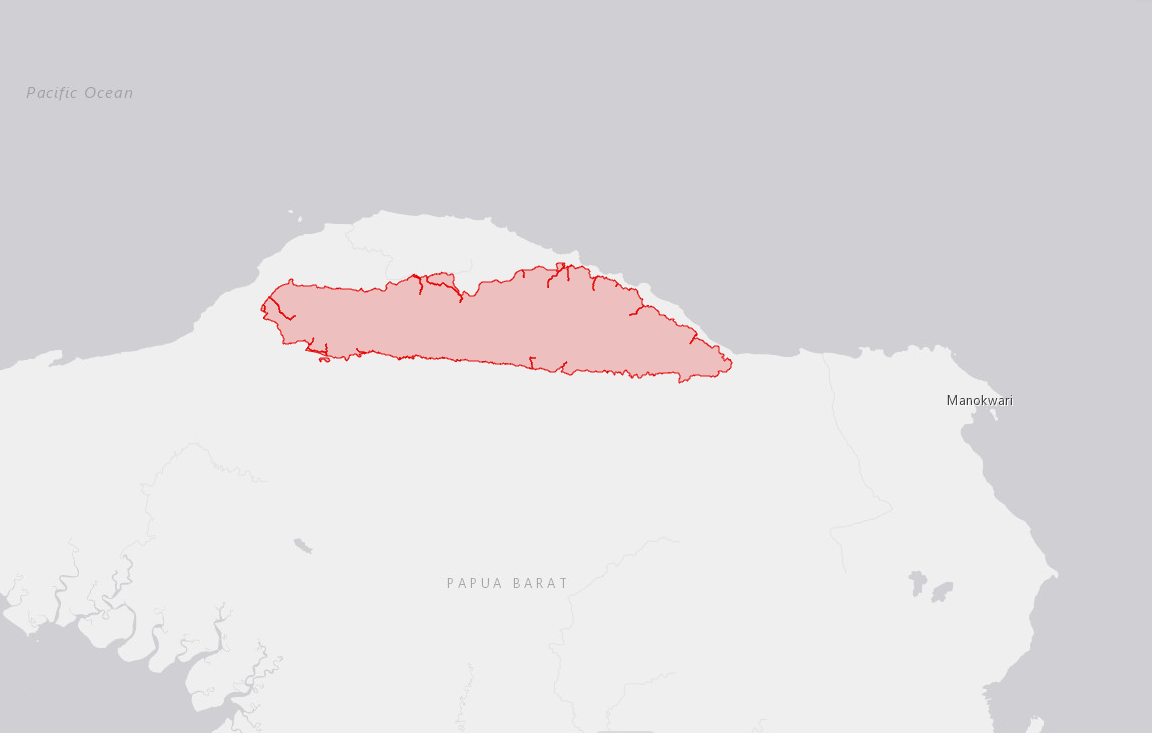 Map showing Tambrauw Utara TIPA site in the north of New Guinea