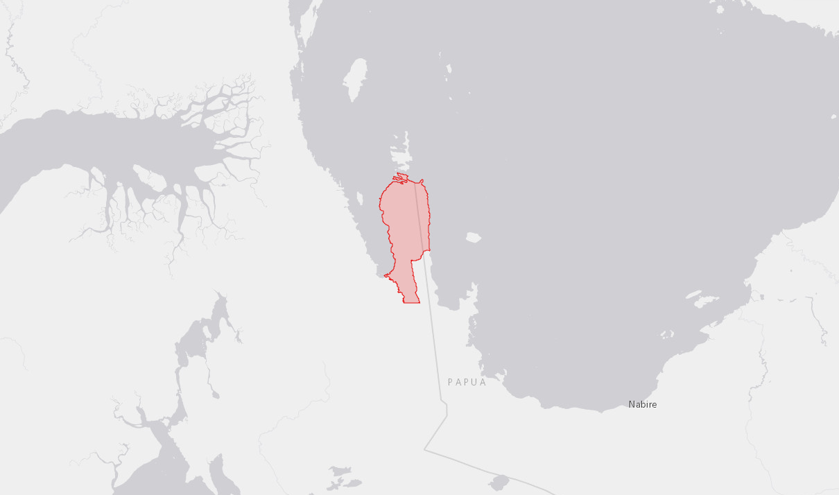 Map showing the location of Wandamen TIPA in New Guinea