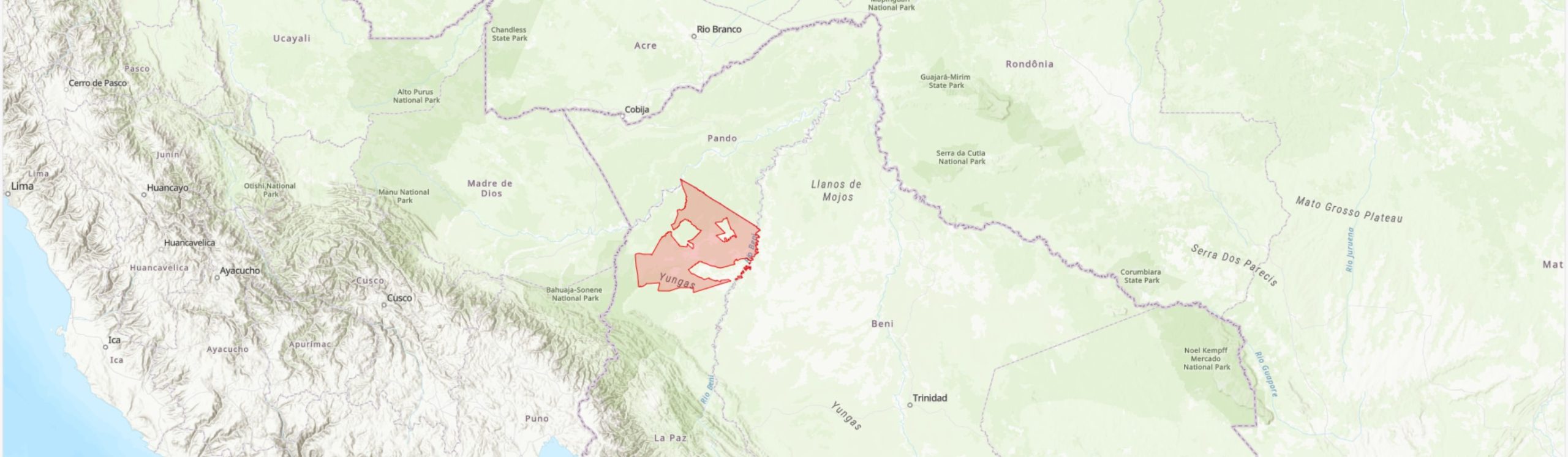 TIPAS-Bolivia-Área Municipal de Conservación y Manejo del Bajo Madidi IPA boundary map