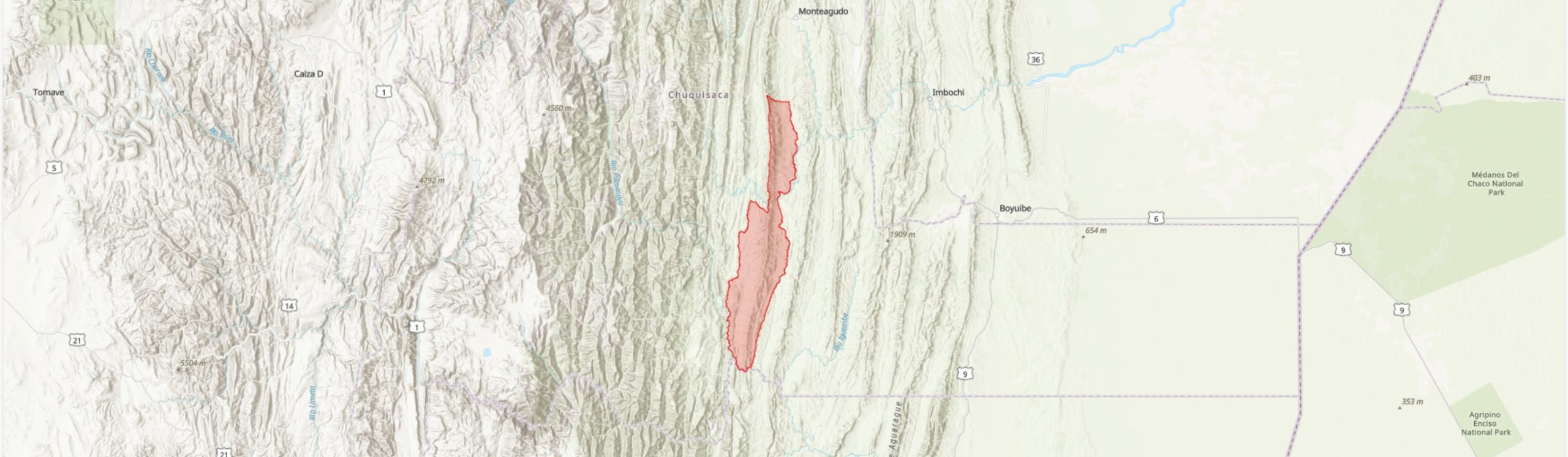 TIPAS-Bolivia-Área Natural de Manejo Integrado Serranía de los Milagros IPA boundary map