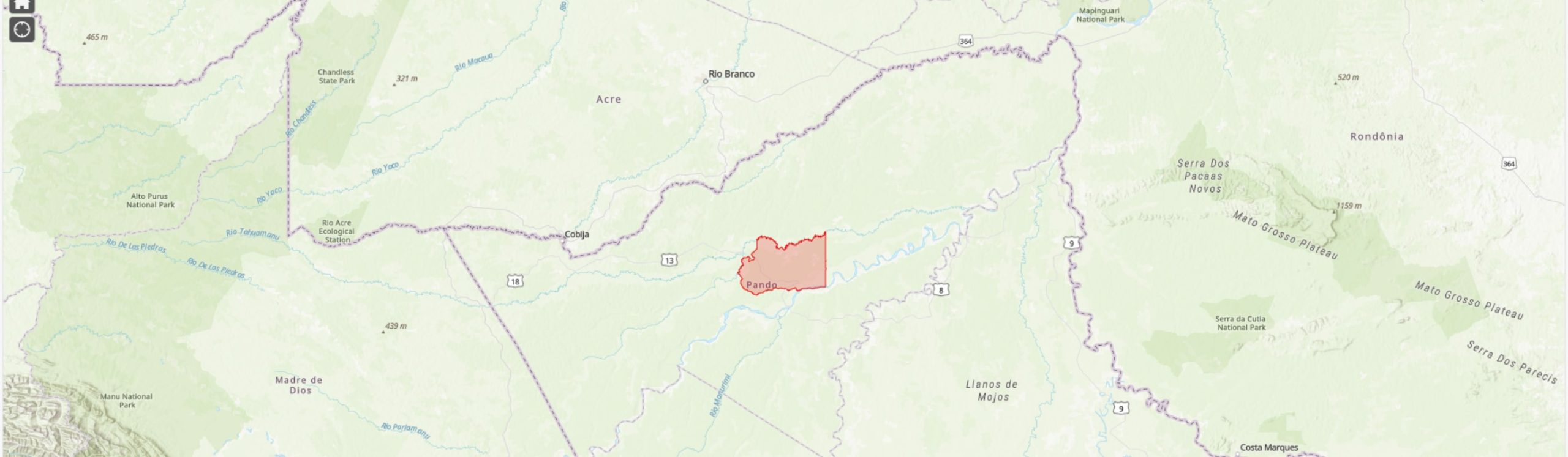 TIPAS-Bolivia-Bosque Amazónico de Manejo Integral Puerto Rico IPA boundary map