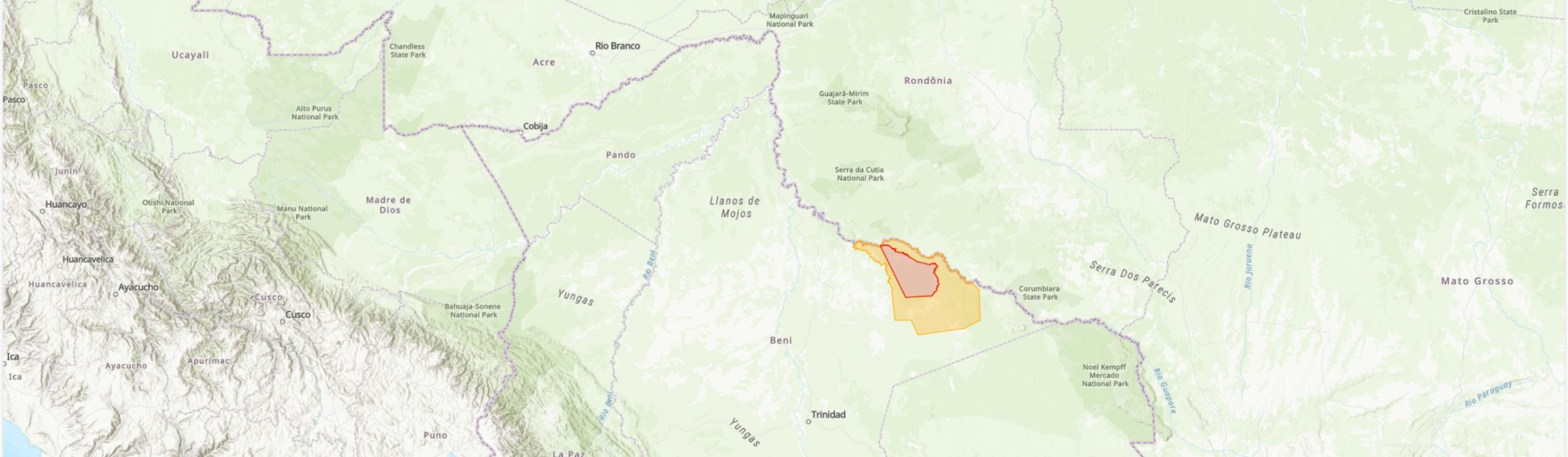 TIPAS-Bolivia-Parque Departamental y Área Natural de Manejo Integrado Iténez IPA boundary map