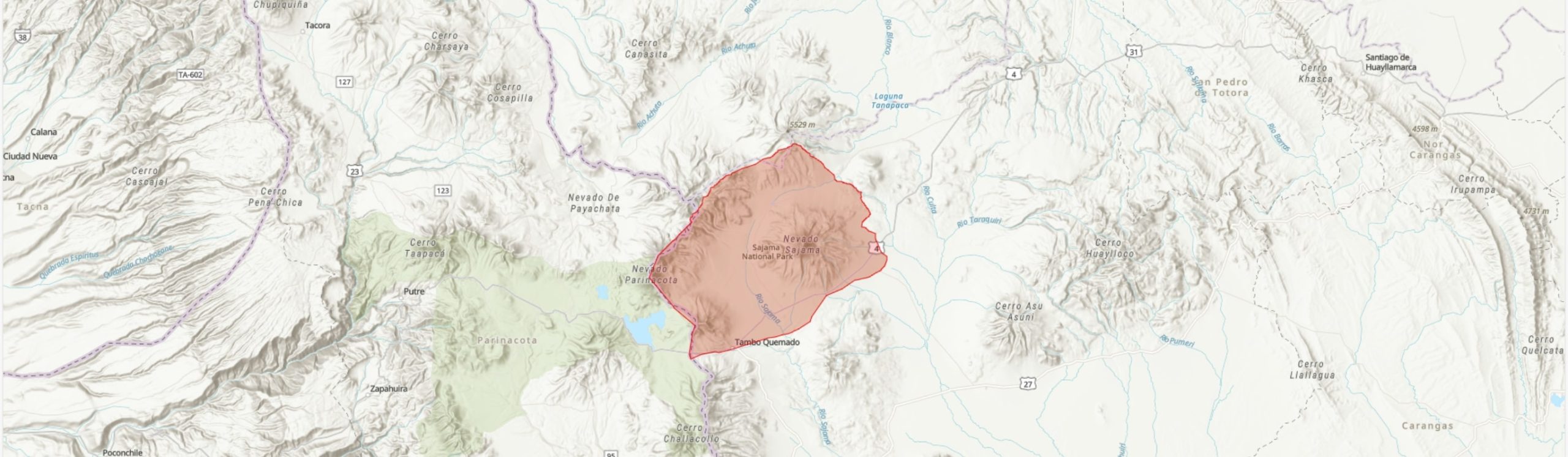 TIPAS-Bolivia-Parque Nacional Sajama IPA boundary map