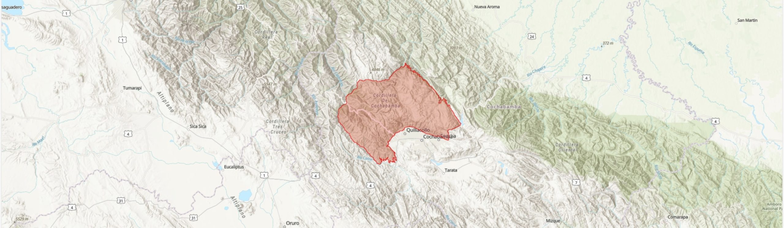 TIPAS-Bolivia-Parque Nacional Tunari IPA boundary map