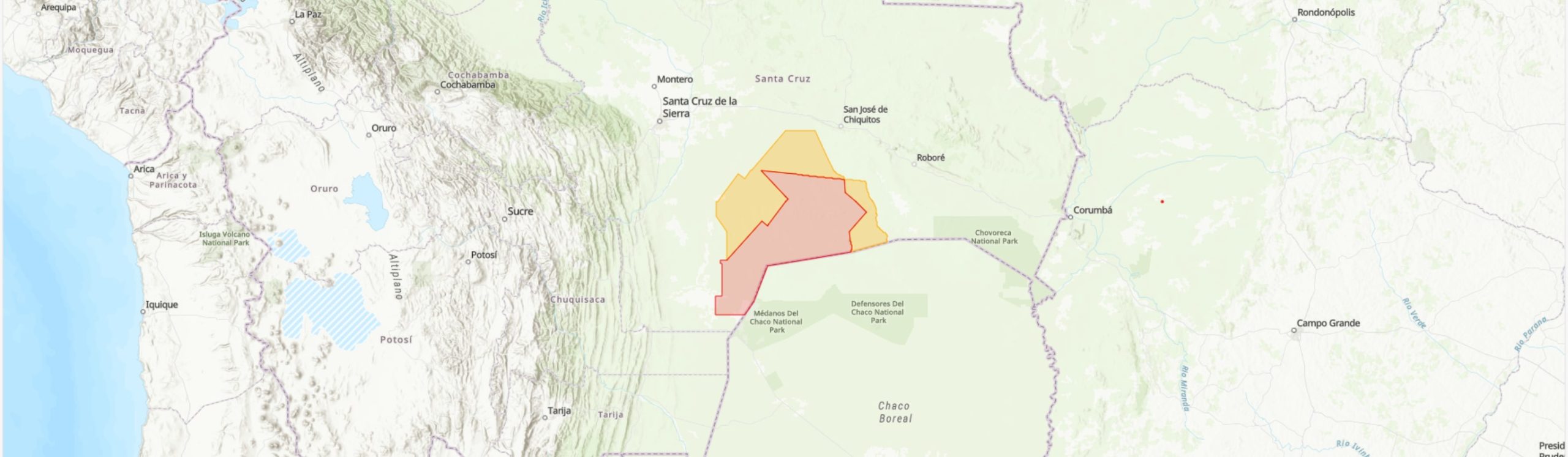 TIPAS-Bolivia-Parque Nacional y Área Natural de Manejo Integrado Kaa-Iya del Gran Chaco IPA boundary map
