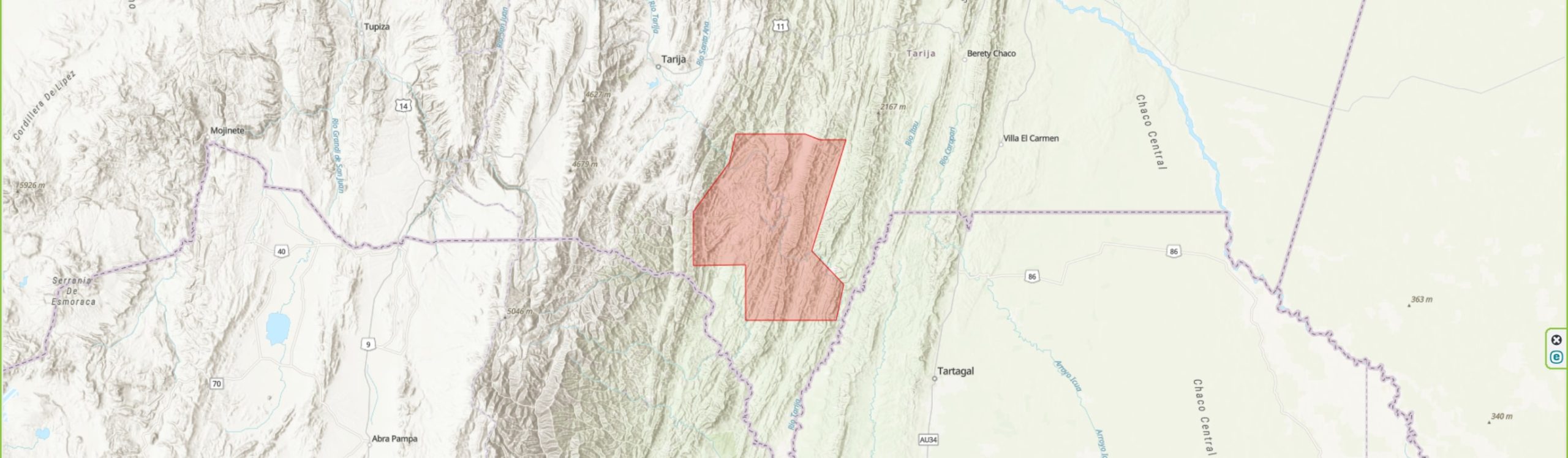 TIPAS-Bolivia-Reserva Nacional de Flora y Fauna Tariquía IPA boundary map