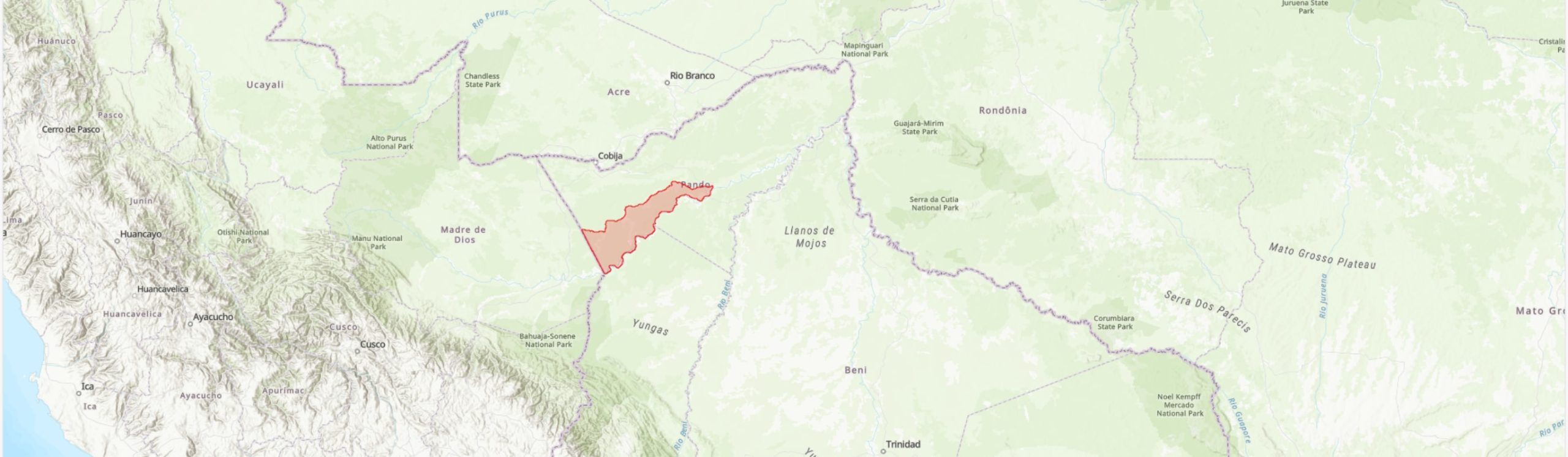 TIPAS-Bolivia-Reserva Nacional de Vida Silvestre Amazónica Manuripi IPA boundary map