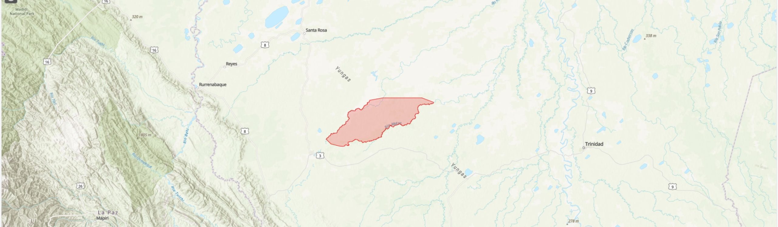 TIPAS-Bolivia-Reserva de la Biosfera Estación Biológica del Beni IPA boundary map