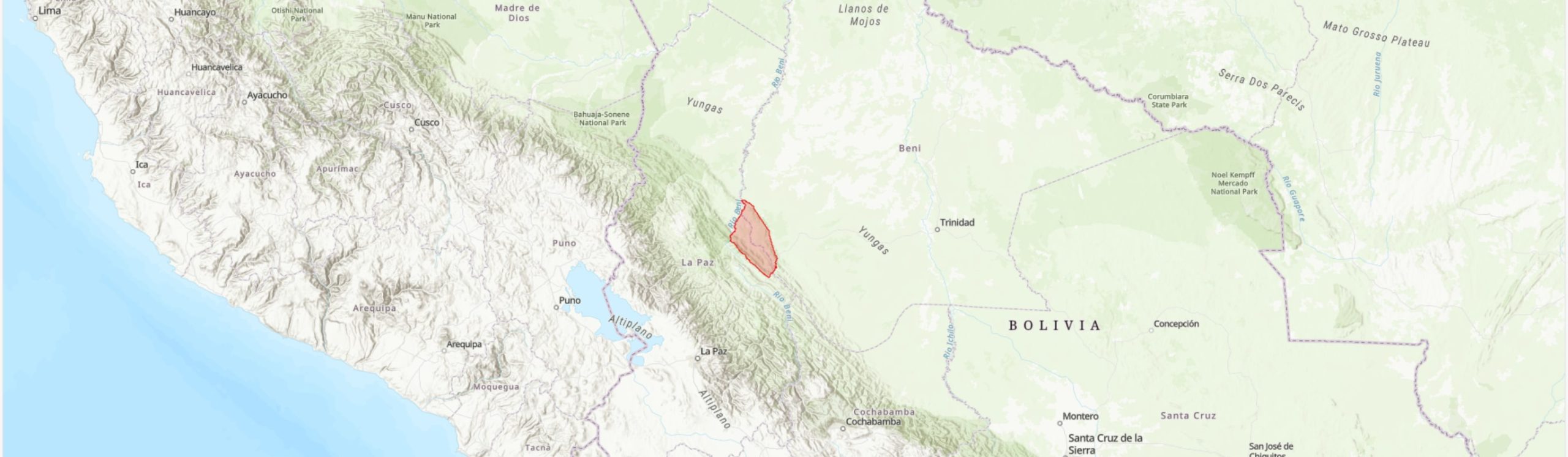 TIPAS-Bolivia-Reserva de la Biósfera y Tierra Comunitaria de Origen Pilón Lajas IPA boundary map