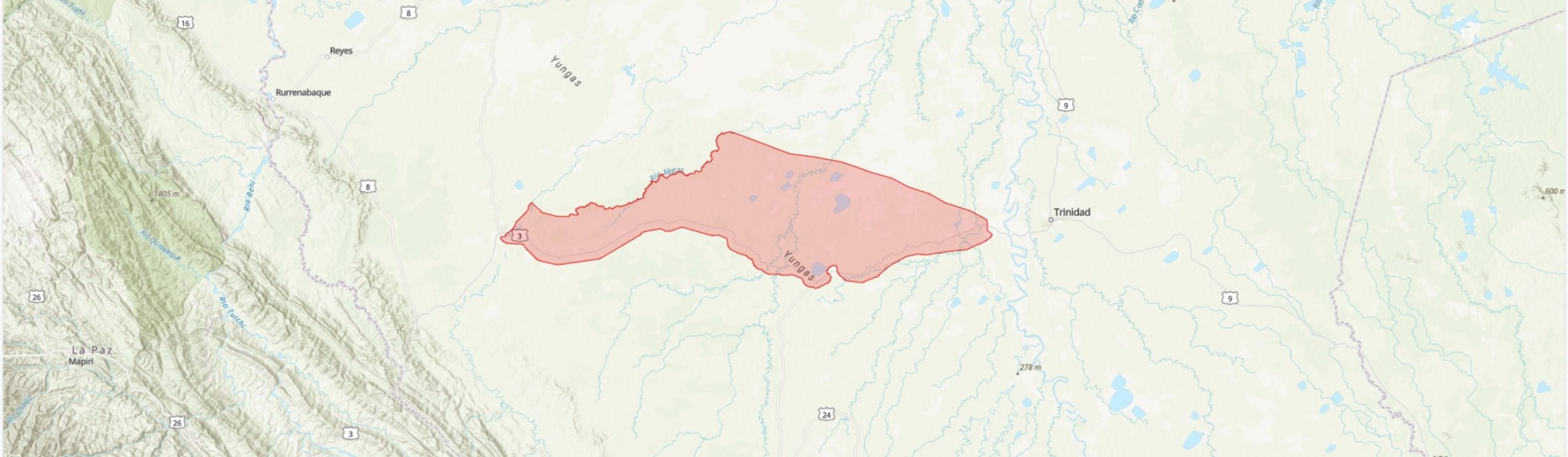 TIPAS-Bolivia-San Ignacio de Moxos y Parque Regional Yacuma IPA boundary map