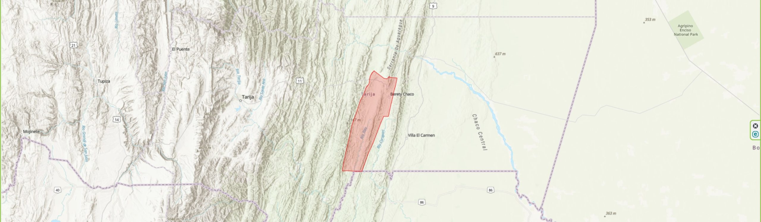 TIPAS-Bolivia-Serranía Santa Rosa y Palos Blanco IPA boundary map