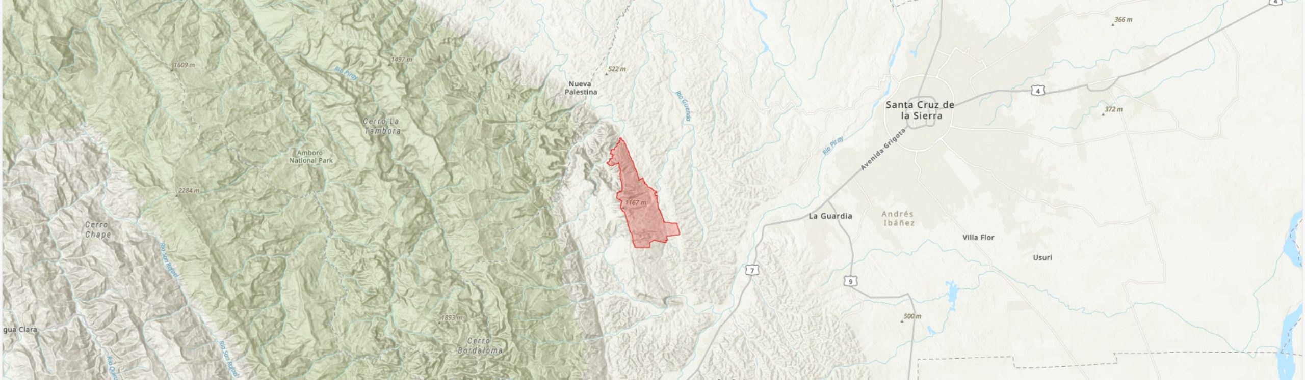 TIPAS-Bolivia-Unidad Conservación del Patrimonio Natural Monumento Natural Espejillos IPA boundary map