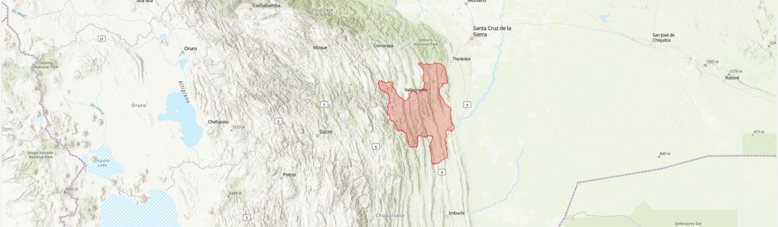 TIPAS-Bolivia-Unidad de Conservación del Patrimonio Natural Río Grande Valles Cruceños IPA boundary map