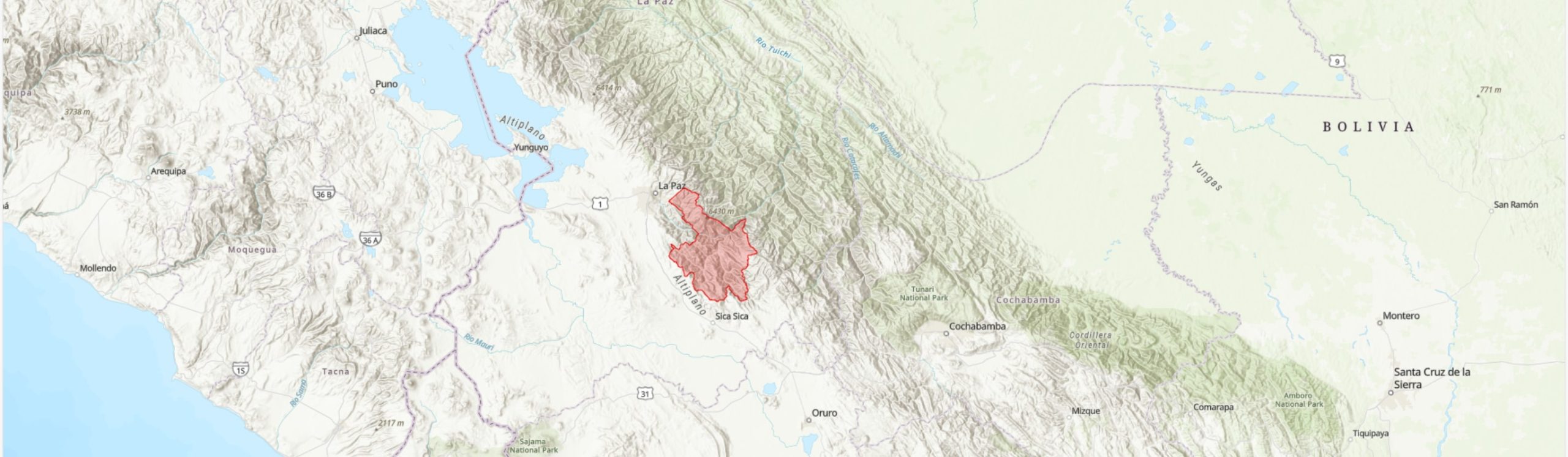 TIPAS-Bolivia-Valles Secos de La Paz IPA boundary map